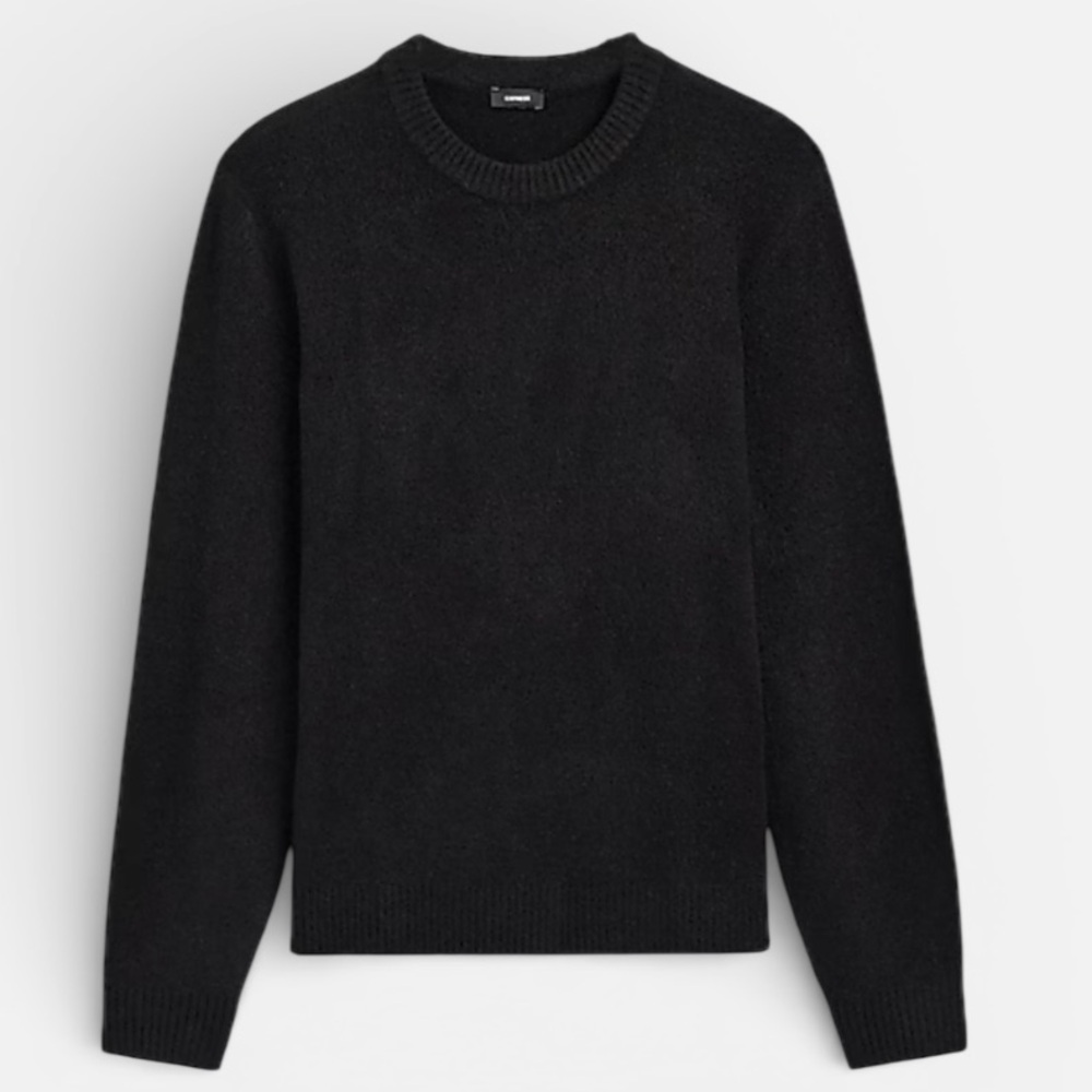 NWT Express Black Crewneck Casual Long Sleeve Acrylic Blend Sweater Size L